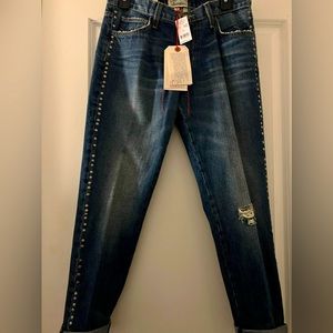 NWT current/Elliot “The Fling” straight cut denim with studs size 26
